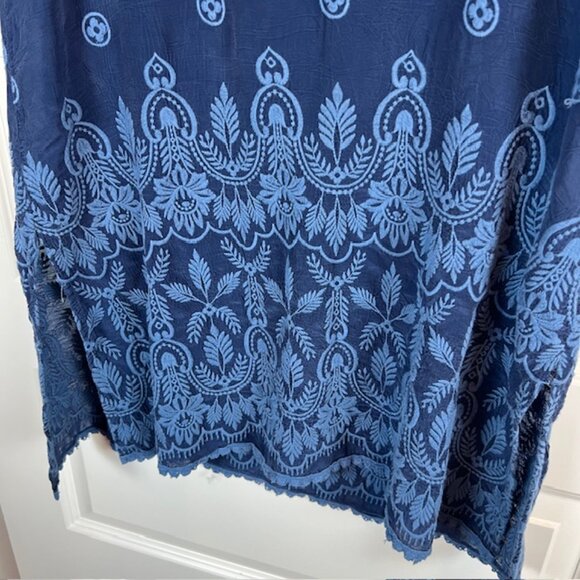 Johnny Was Embroidered Jocasta Willow Tunic Top Navy Blue Boho Chic Small $245 - Picture 6 of 8
